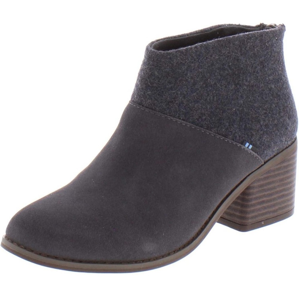 NWT: Toms Forged Iron Grey Suede/Felt ankle boots